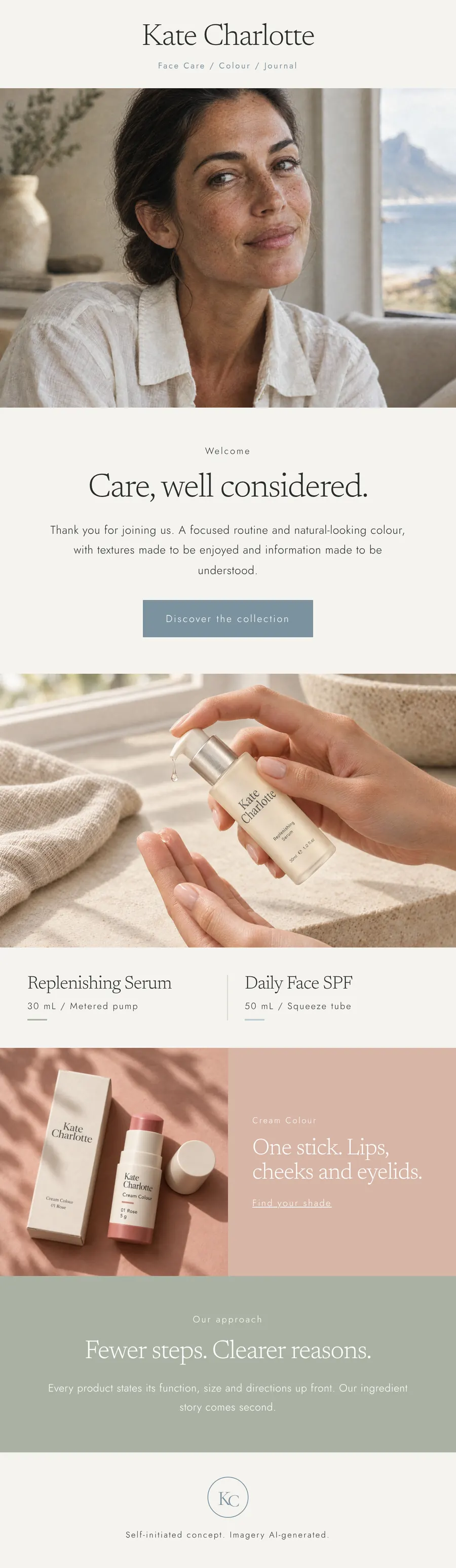 Welcome 01 email: Care, well considered