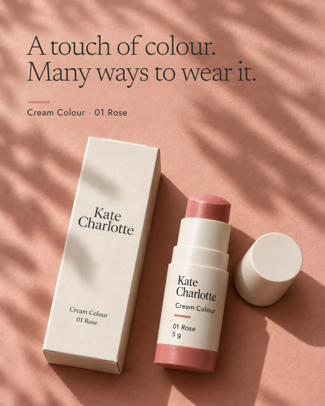 A touch of colour. Many ways to wear it. Cream Colour carton and stick