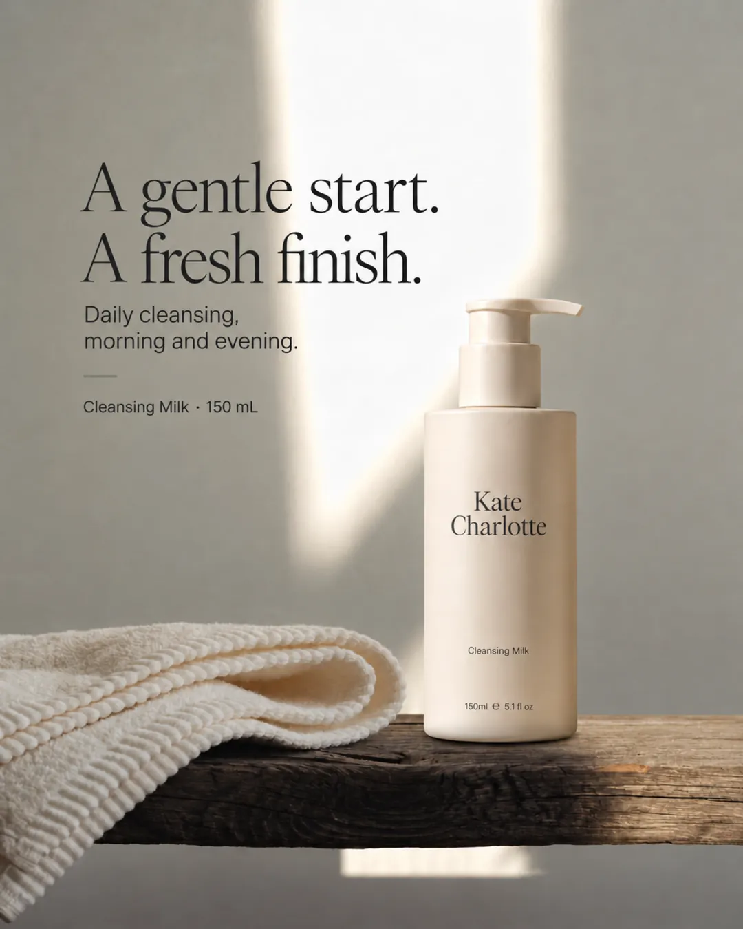 A gentle start. A fresh finish. Cleansing Milk