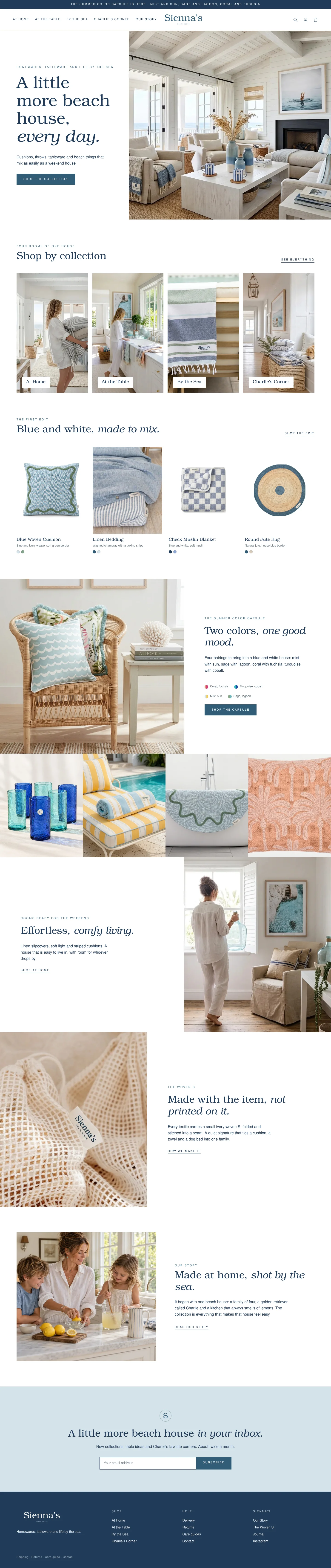 Sienna's homepage concept