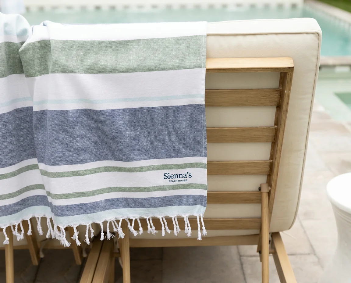 A Turkish towel over a pool lounger