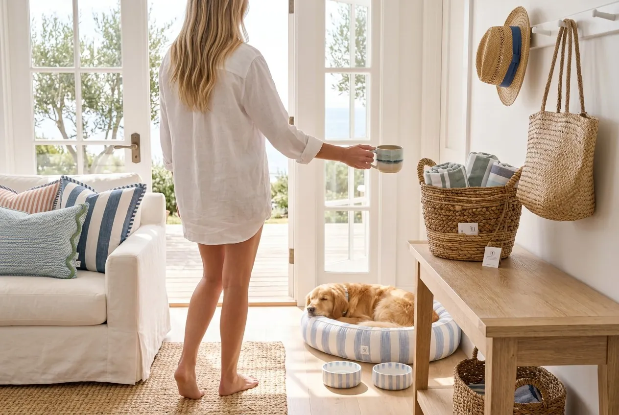Veranda doors open onto the dunes