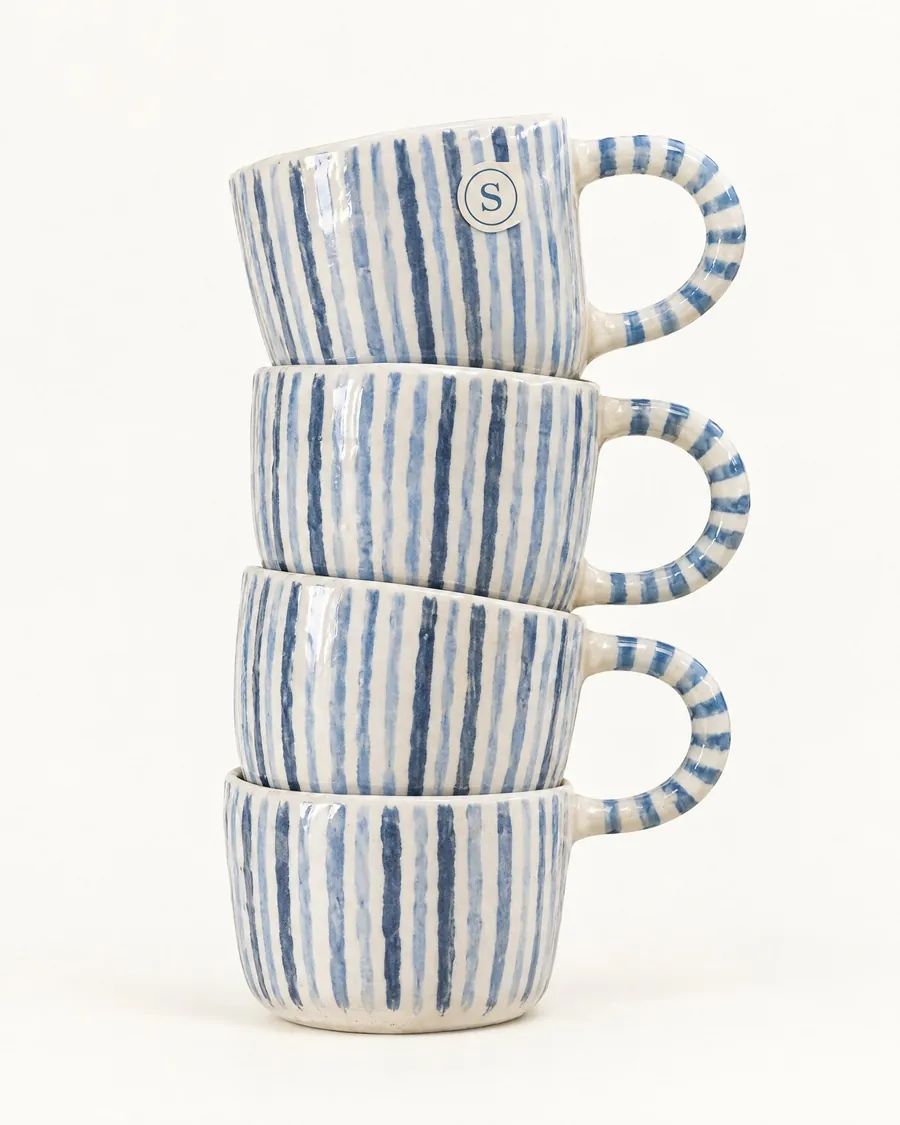 Hand-painted striped mugs